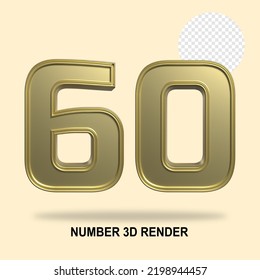 NUMBER 3D RENDER GOLD STYLE
