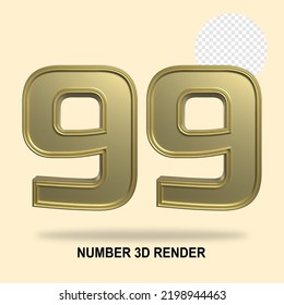 NÚMERO 3D RENDER GOLD STYLE