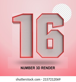 NUMBER 3D RENDER LINE RED AND TEXTURE