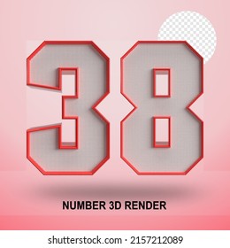 NUMBER 3D RENDER LINE RED AND TEXTURE