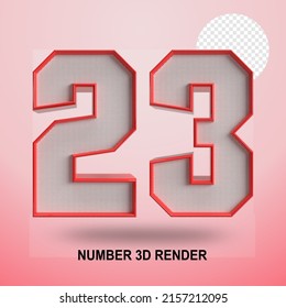 NUMBER 3D RENDER LINE RED AND TEXTURE