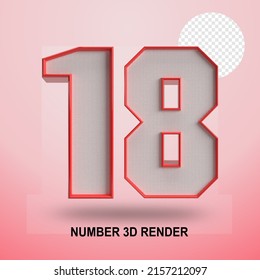 NUMBER 3D RENDER LINE RED AND TEXTURE