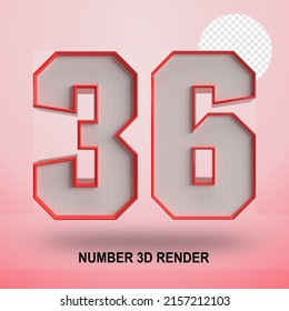 NUMBER 3D RENDER LINE RED AND TEXTURE