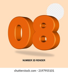 NUMBER 3D RENDER ORANGE COLOR