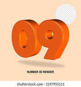 NUMBER 3D RENDER ORANGE COLOR