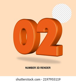 NUMBER 3D RENDER ORANGE COLOR