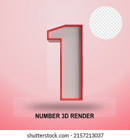 NUMBER 3D RENDER RED LINE AND TEXTURE