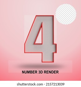 NÚMERO 3D DE RENDER LÍNEA ROJA Y TEXTURA