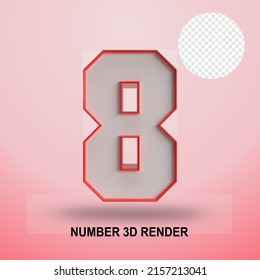 NUMBER 3D RENDER RED LINE AND TEXTURE