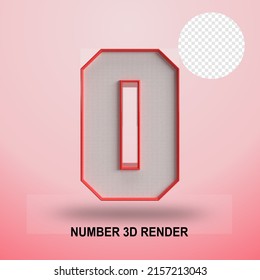 NÚMERO 3D DE RENDER LÍNEA ROJA Y TEXTURA