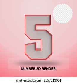 NUMBER 3D RENDER RED LINE AND TEXTURE
