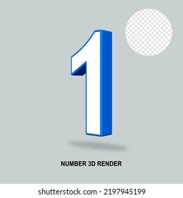 NUMBER 3D RENDER WHITE BLUE COLOR