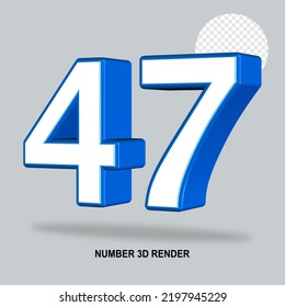 NÚMERO 3D RENDER COLOR AZUL BLANCO