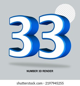 NUMBER 3D RENDER WHITE BLUE COLOR