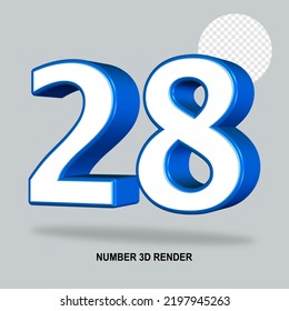 NÚMERO 3D RENDER COLOR AZUL BLANCO