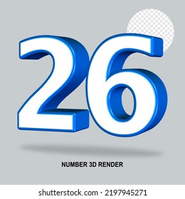 NUMBER 3D RENDER WHITE BLUE COLOR