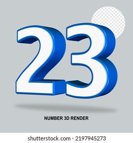 NUMBER 3D RENDER WHITE BLUE COLOR