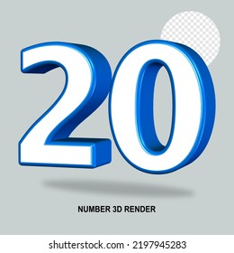 NÚMERO 3D RENDER COLOR AZUL BLANCO