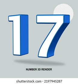 NUMBER 3D RENDER WHITE BLUE COLOR