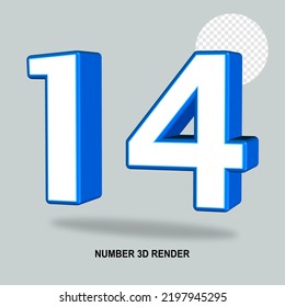 NUMBER 3D RENDER WHITE BLUE COLOR