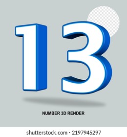 NUMBER 3D RENDER WHITE BLUE COLOR