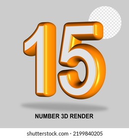 NUMBER 3D RENDER WHITE ORANGE COLOR