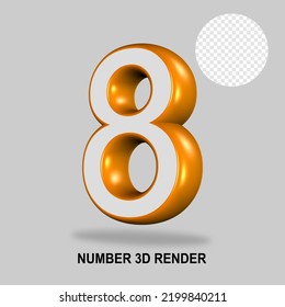 NUMBER 3D RENDER WHITE ORANGE COLOR