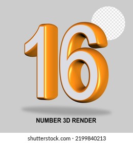 NUMBER 3D RENDER WHITE ORANGE COLOR