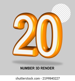 NUMBER 3D RENDER WHITE ORANGE COLOR