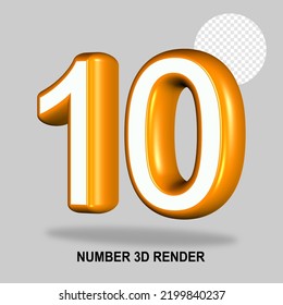 NUMBER 3D RENDER WHITE ORANGE COLOR