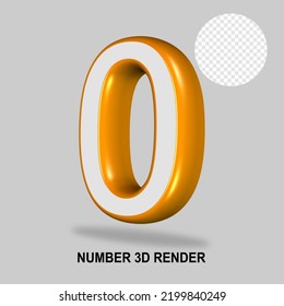 NUMBER 3D RENDER WHITE ORANGE COLOR