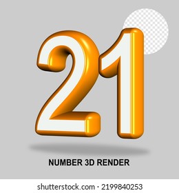 NUMBER 3D RENDER WHITE ORANGE COLOR