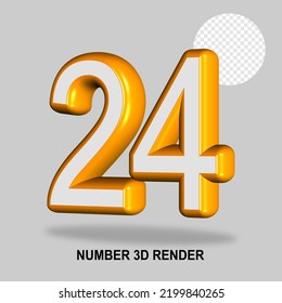NUMBER 3D RENDER WHITE ORANGE COLOR