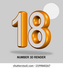 NUMBER 3D RENDER WHITE ORANGE COLOR