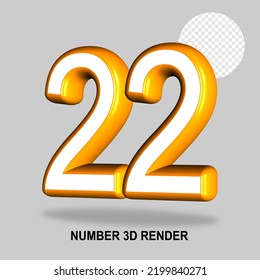 NUMBER 3D RENDER WHITE ORANGE COLOR