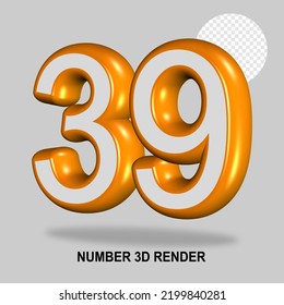 NUMBER 3D RENDER WHITE ORANGE COLOR