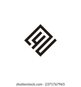 Number 4 2 square, elegant geometric symbol simple logo vector