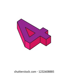 number 4, 3D colored isometric icon. Element of 3d words and symbols icon for mobile concept and web apps. Isometric number 4, 3D icon can be used for web and mobile