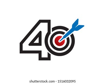 Number 4 or 40 logo or symbol template design