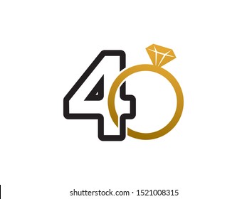 Number 4 or 40 logo or symbol template design