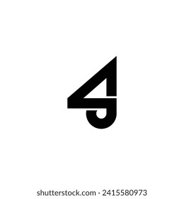 Number 4 or 5 unique geometric symbol simple logo vector