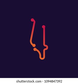 Number 4 , abstract colorful digits, ink mathematic symbol, stylized numeral, dynamic paint trail font. Vector illustration.