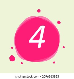 número 4 en el diseño abstracto del vector de fondo rosado del fluido.