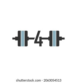 Number 4 with barbell icon fitness design template vector