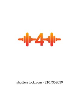 Number 4 with barbell icon fitness design template illustration vector