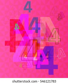 Number 4 between brilliant order, various form beside motion
