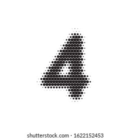 Number 4 black halftone pattern font