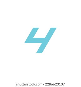 Number 4 blue, modern geometric symbol simple logo vector