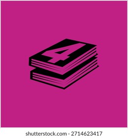 número 4 Plantilla de Vector de diseño de logotipos de libros