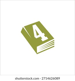 número 4 Plantilla de Vector de diseño de logotipos de libros